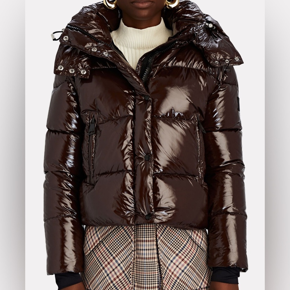 SAM. Glossy Chocolate Puffer Jacket
